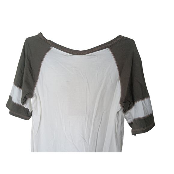 New POL Colorblock V-Neck Soft Stretch Tee Oversized White Short Sleeve Small - Picture 11 of 16